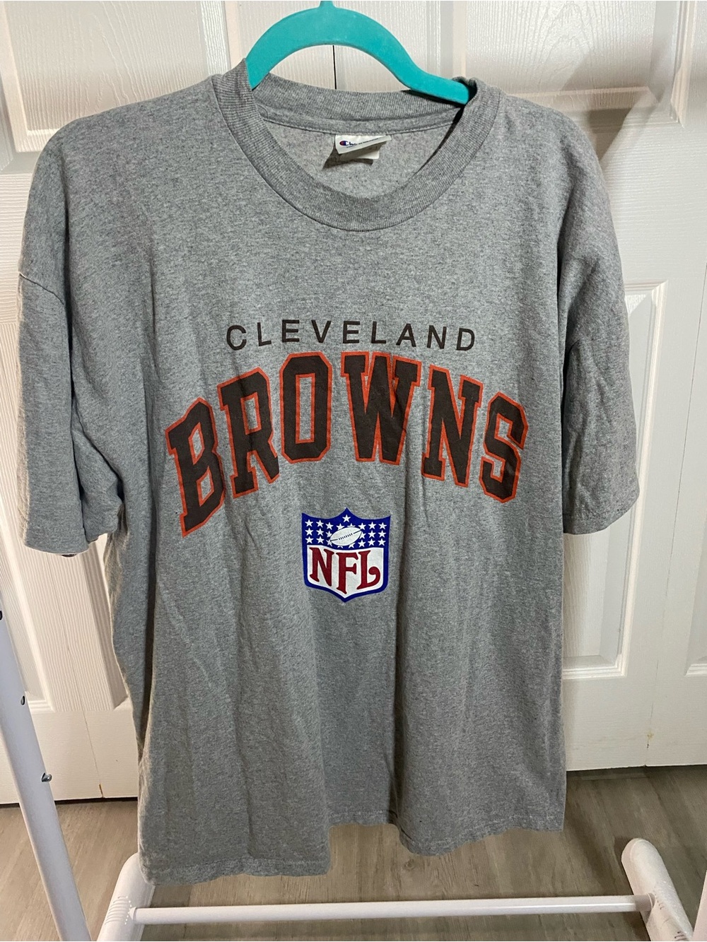 Champion Gray Cleveland Browns Short Sleeve Tee with Orange Trim